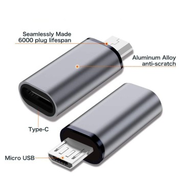 LIRAMARK Type C Female to Micro USB Male Adapter, USB C to Micro USB Converter, Charger Connector for Smartphones, Tablets and More Devices (Grey) LIRAMARK Type C Female to Micro USB Male Adapter, USB C to Micro USB Converter, Charger Connector for Smartphones, Tablets and More Devices (Grey)
