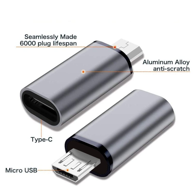 LIRAMARK Type C Female to Micro USB Male Adapter, USB C to Micro USB Converter, Charger Connector for Smartphones, Tablets and More Devices (Grey) LIRAMARK Type C Female to Micro USB Male Adapter, USB C to Micro USB Converter, Charger Connector for Smartphones, Tablets and More Devices (Grey)