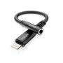 (Refurbished) Intex Speed Lightning to 3.5mm AUX Connector with DAC Chipset, HD Audio Output, Compatible with iOS Smartphones, Compact Size, Nylon Braided with Metal Shell Design, Durable and Flexible(Black)