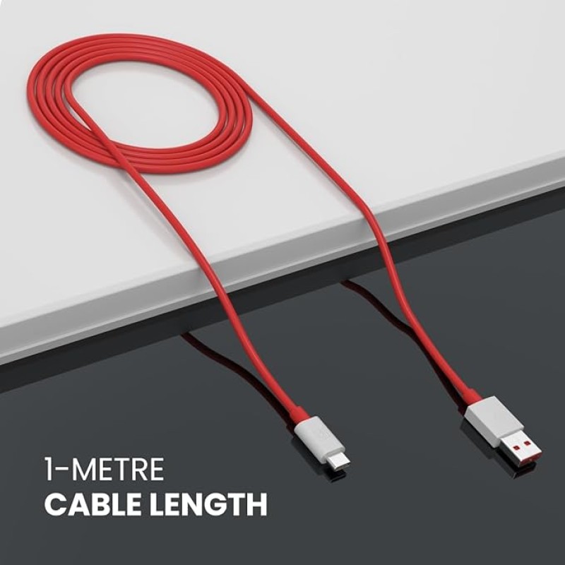 Portronics Konnect Dash 2 Unbreakable 6.5A 65w USB A to Type C VOOC Flash Charging Cable Design for OnePlus,Oppo(Red)