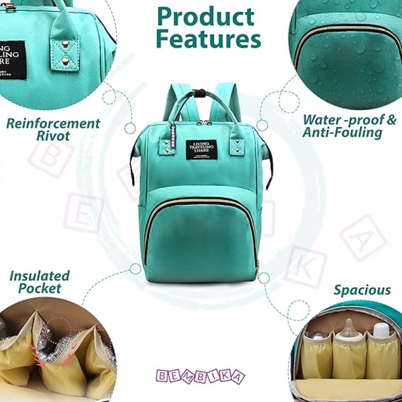 BEMBIKA Diaper Bags for Mom and Dad, Diaper Bags for mom and Baby, Mummy Bag for Multi-Function Waterproof and Large Capacity BEMBIKA Diaper Bags for Mom and Dad, Diaper Bags for mom and Baby, Mummy Bag for Multi-Function Waterproof and Large Capacity