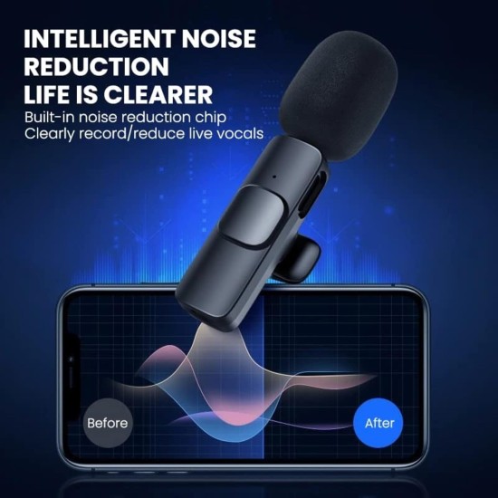 3 in 1 K8 Wireless Microphone, Digital Mini Portable Recording Clip Mic with Receiver for All Android Lightning Mobile Phones Camera Laptop for Vlogging YouTube Online Class, Zoom Call