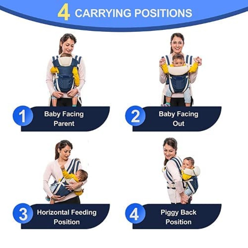 BabyGo Kids 4-in-1 Adjustable Baby Carrier Cum Kangaroo Bag | Multiple Carry Positions: Front, Back, Hip - Comfortable & Adjustable with Safety Belt and Buckle Straps BabyGo Kids 4-in-1 Adjustable Baby Carrier Cum Kangaroo Bag | Multiple Carry Positions: Front, Back, Hip - Comfortable & Adjustable with Safety Belt and Buckle Straps