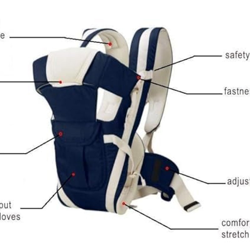 BabyGo Kids 4-in-1 Adjustable Baby Carrier Cum Kangaroo Bag | Multiple Carry Positions: Front, Back, Hip - Comfortable & Adjustable with Safety Belt and Buckle Straps BabyGo Kids 4-in-1 Adjustable Baby Carrier Cum Kangaroo Bag | Multiple Carry Positions: Front, Back, Hip - Comfortable & Adjustable with Safety Belt and Buckle Straps