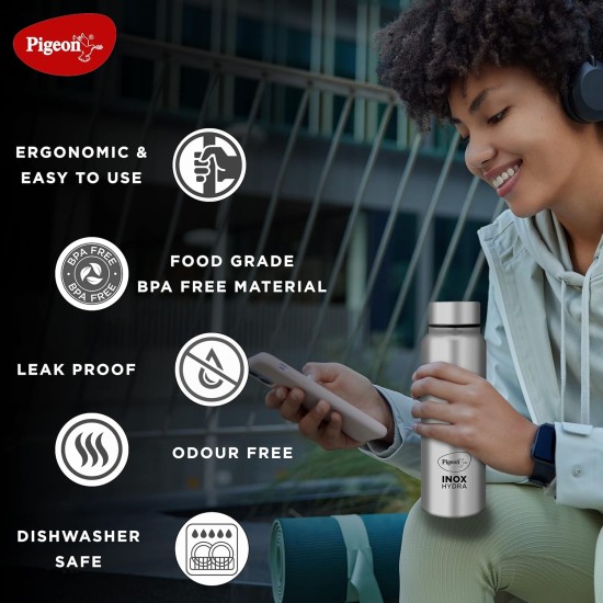 Pigeon by Stovekraft Inox Hydra Plus Stainless Steel Drinking Water Bottle 900 ml - Silver