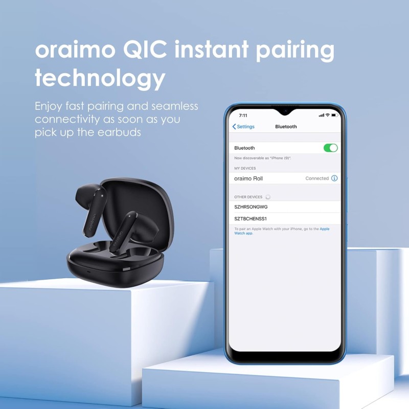 (Refurbished) Oraimo Roll Truly Wireless Earbuds Half in Ear Bluetooth Earbuds with ENC,Deep Bass, 16Hrs Playtime, 13Mm Dynamic Driver, Immersive Audio, Touch Control, Voice Assistance & Fast Charging (Refurbished) Oraimo Roll Truly Wireless Earbuds Half in Ear Bluetooth Earbuds with ENC,Deep Bass, 16Hrs Playtime, 13Mm Dynamic Driver, Immersive Audio, Touch Control, Voice Assistance & Fast Charging
