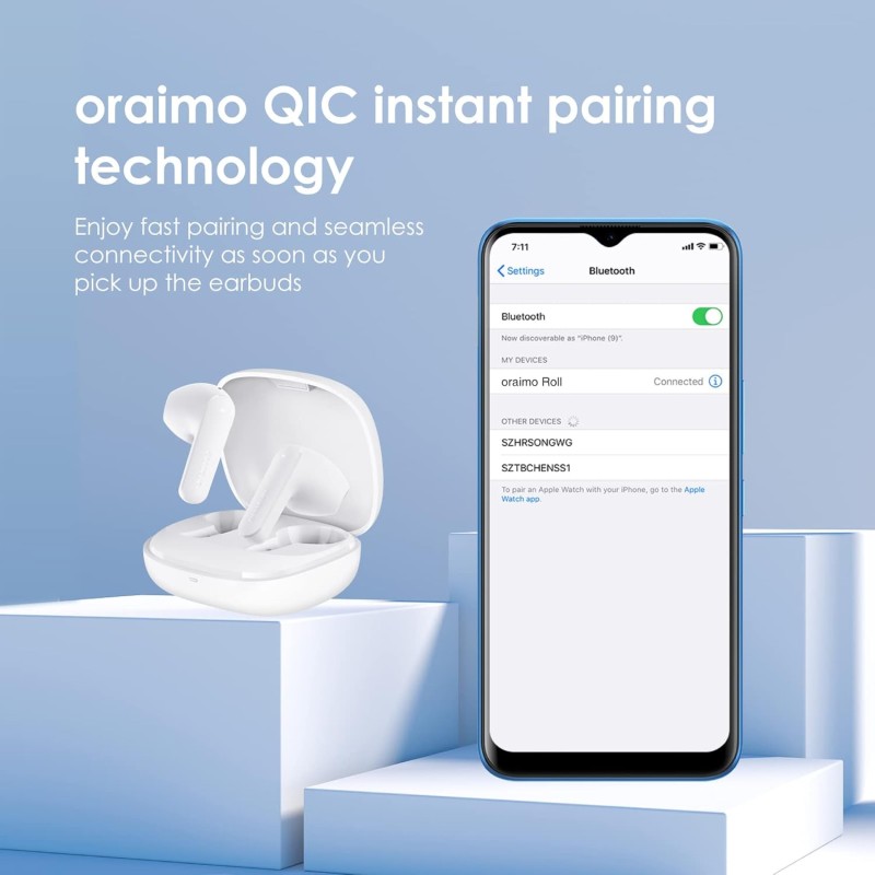 (Refurbished) Oraimo Roll Truly Wireless Earbuds Half in Ear Bluetooth Earbuds with ENC,Deep Bass, 16Hrs Playtime, 13Mm Dynamic Driver, Immersive Audio, Touch Control, Voice Assistance & Fast Charging (Refurbished) Oraimo Roll Truly Wireless Earbuds Half in Ear Bluetooth Earbuds with ENC,Deep Bass, 16Hrs Playtime, 13Mm Dynamic Driver, Immersive Audio, Touch Control, Voice Assistance & Fast Charging