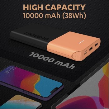 Duracell Power Bank 10000 mAh, Portable Charger, USB C/Micro USB Input, USB A/USB C Output, Fast Charge Technology, 22.5W Power Delivery for Smartphones, Tablets, Headphones and USB-Powered Devices Duracell Power Bank 10000 mAh, Portable Charger, USB C/Micro USB Input, USB A/USB C Output, Fast Charge Technology, 22.5W Power Delivery for Smartphones, Tablets, Headphones and USB-Powered Devices