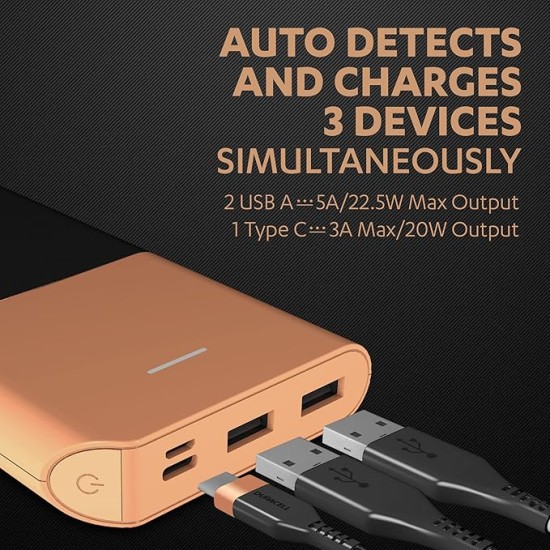 Duracell Power Bank 10000 mAh, Portable Charger, USB C/Micro USB Input, USB A/USB C Output, Fast Charge Technology, 22.5W Power Delivery for Smartphones, Tablets, Headphones and USB-Powered Devices Duracell Power Bank 10000 mAh, Portable Charger, USB C/Micro USB Input, USB A/USB C Output, Fast Charge Technology, 22.5W Power Delivery for Smartphones, Tablets, Headphones and USB-Powered Devices