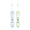 Chicco Baby Manual Toothbrush For Infants (6M-36M), Set Of 2|Extra Soft Tapered Bristles Ideal For Milk Teeth|Bpa Free (Blue, Green)