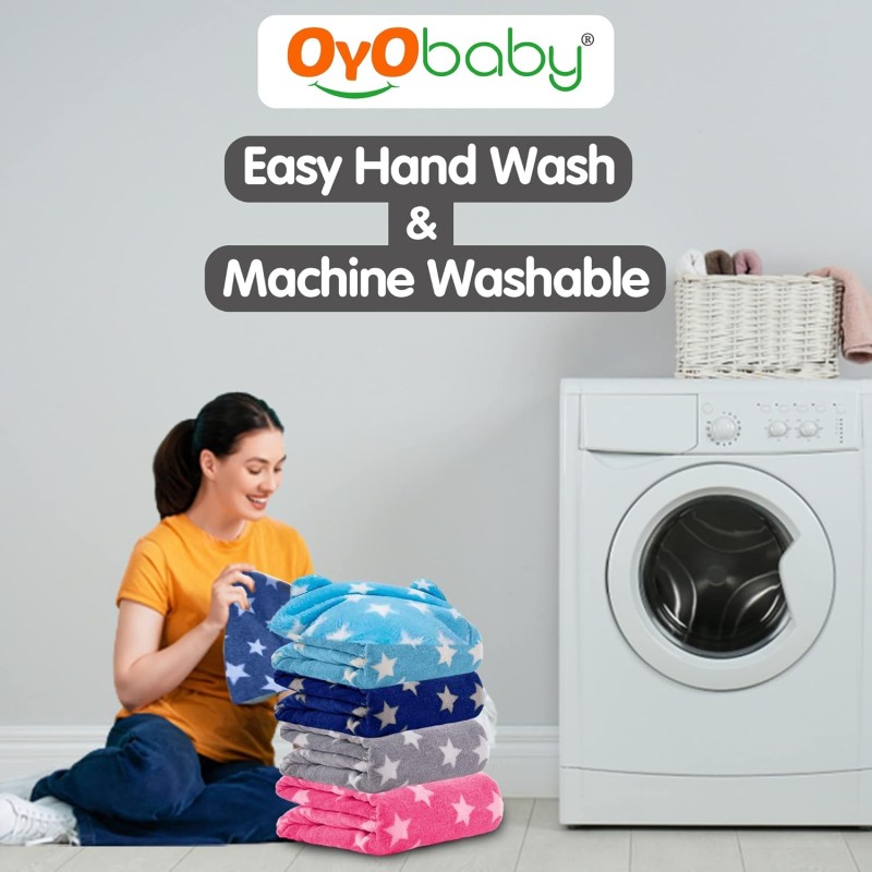 OYO BABY 3-in-1 Hooded Baby Blanket Wrapper Pack of 2 (Star Beige + Blue) Swaddle for New Born | All Season | 0-6 Months | Sleeping Bag | Nursing Baby Gifts | Bath Robe | Multipurpose Comforter