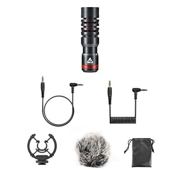 Audio Array AM-C14 Omnidirectional Condenser Shotgun Microphone with 3.5mm Connector, Shock Mount and Wind Shield | PlugnPlay in DSLR and Smartphones | Vlogging, Streaming, ASMR Videos, etc