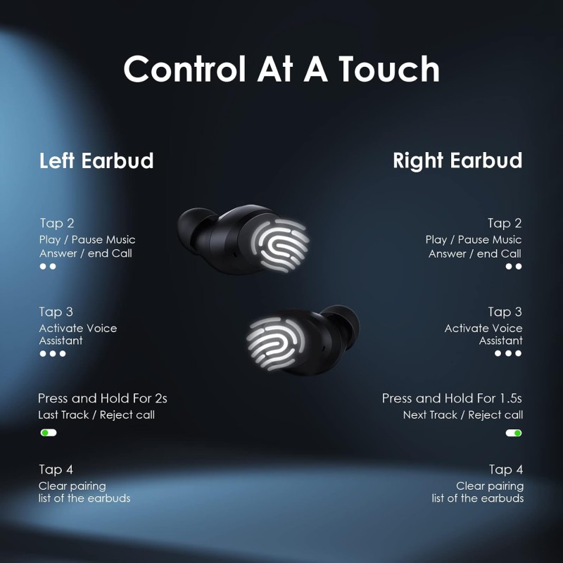 (Refurbished) Oraimo Rock in Ear Bluetooth True Wireless Earbuds with Mic, 24H Battery Life and Quick Charge, True Bass,Noise Cancellation for Clear Calls,Touch Control, IPX5 Water Resistant (Refurbished) Oraimo Rock in Ear Bluetooth True Wireless Earbuds with Mic, 24H Battery Life and Quick Charge, True Bass,Noise Cancellation for Clear Calls,Touch Control, IPX5 Water Resistant