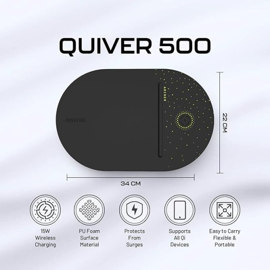 Archer Tech Lab Quiver 500 Gaming Mousepad, 15W Wireless Charging, All Qi Device Compatible, Surge Protection, High Speed+ Low Friction Pu Foam Surface, Plug & Play, Compact, Portable Archer Tech Lab Quiver 500 Gaming Mousepad, 15W Wireless Charging, All Qi Device Compatible, Surge Protection, High Speed+ Low Friction Pu Foam Surface, Plug & Play, Compact, Portable