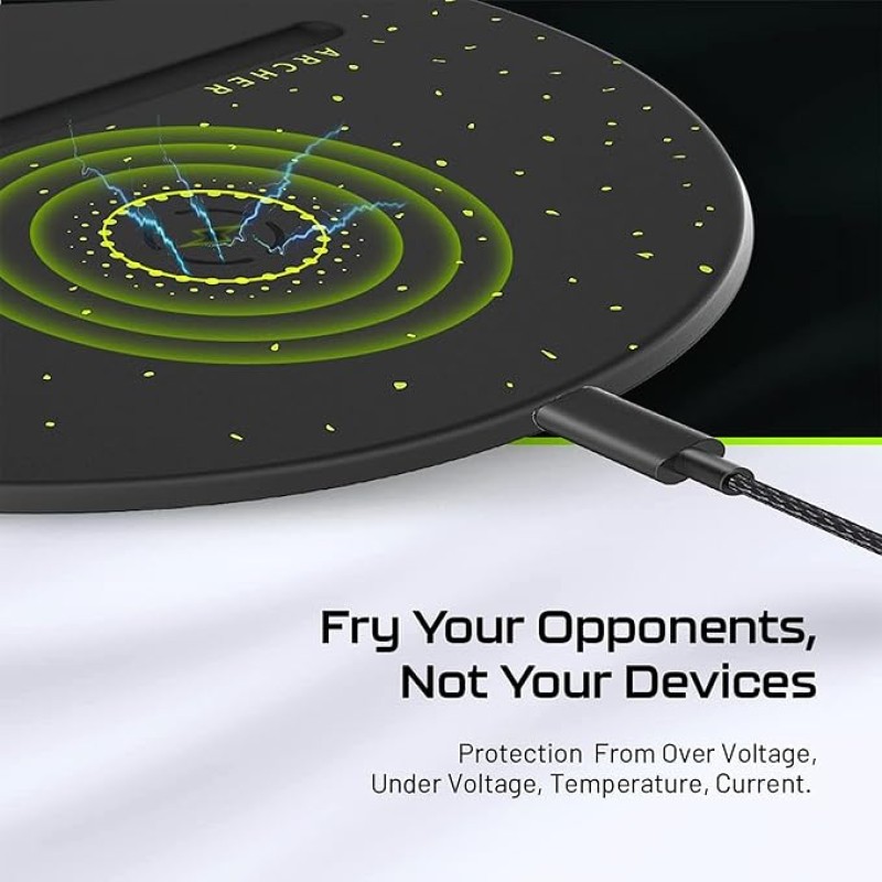 Archer Tech Lab Quiver 500 Gaming Mousepad, 15W Wireless Charging, All Qi Device Compatible, Surge Protection, High Speed+ Low Friction Pu Foam Surface, Plug & Play, Compact, Portable Archer Tech Lab Quiver 500 Gaming Mousepad, 15W Wireless Charging, All Qi Device Compatible, Surge Protection, High Speed+ Low Friction Pu Foam Surface, Plug & Play, Compact, Portable