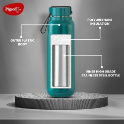 Pigeon by Stovekraft Radiant Insulated Wide Mouth Bottle 600 ml Leak Proof,Hot & Cold Thermos Flask (Blue)