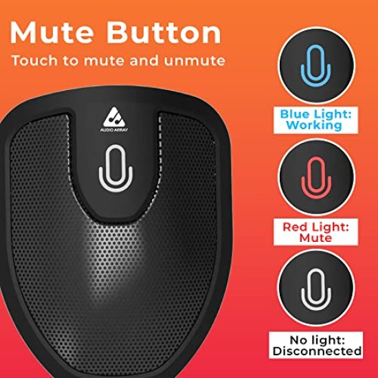 Audio Array AM-C28 USB Plug & Play Conference Microphone | Omni Directional Pickup Upto 3M | Mic Mute Button | No Drivers Condenser USB Type-C | Ideal for Meetings & Video Calling (Not a Speaker)