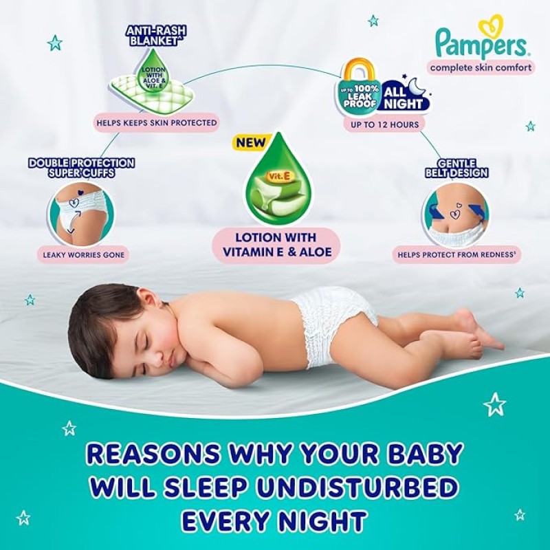 Pampers All Round Protection Pants Style Baby Diapers, Extra Large size (XL), 168 Count, 12-17kg, Anti-rash blanket, 360 degree Lotion with Aloe Vera