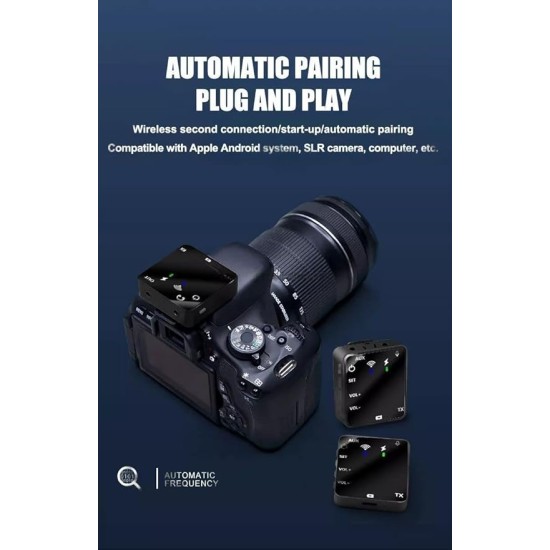 Wireless Lavalier Microphone 50M Range for Video Recording DSLR Camera