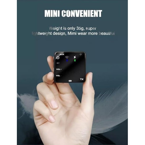 Wireless Lavalier Microphone 50M Range for Video Recording DSLR Camera