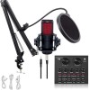 CEZO V500 Professional Condenser Auxiliary Microphone Kit Podcast Mic with V8 Sound Card Boom Arm Microphone with Stand (V500+V8 Sound Card) Black CEZO V500 Professional Condenser Auxiliary Microphone Kit Podcast Mic with V8 Sound Card Boom Arm Microphone with Stand (V500+V8 Sound Card) Black
