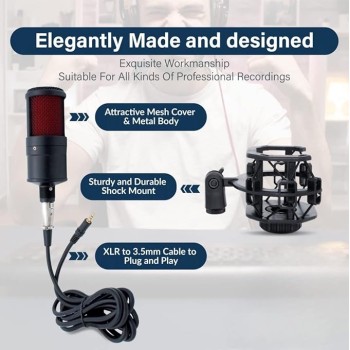 CEZO V500 Professional Condenser Auxiliary Microphone Kit Podcast Mic with V8 Sound Card Boom Arm Microphone with Stand (V500+V8 Sound Card) Black CEZO V500 Professional Condenser Auxiliary Microphone Kit Podcast Mic with V8 Sound Card Boom Arm Microphone with Stand (V500+V8 Sound Card) Black