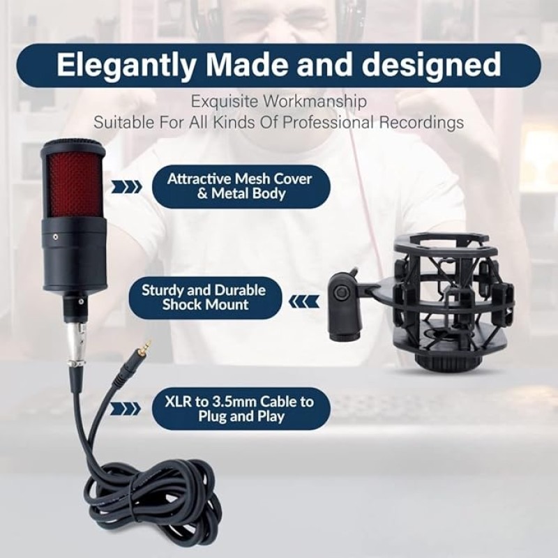 CEZO V500 Professional Condenser Auxiliary Microphone Kit Podcast Mic with V8 Sound Card Boom Arm Microphone with Stand (V500+V8 Sound Card) Black CEZO V500 Professional Condenser Auxiliary Microphone Kit Podcast Mic with V8 Sound Card Boom Arm Microphone with Stand (V500+V8 Sound Card) Black