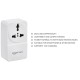 USB Adaptor with 1 Universal AC Socket and 2 USB Ports (White)