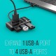Quantum 4 Port USB Hub (1 Port 3.0 & 3 Port 2.0) with High Speed Data Transfer, Plug Play Usage, Compatible with Laptop, PC and Other USB-A Devices, QHM7532 (Black)