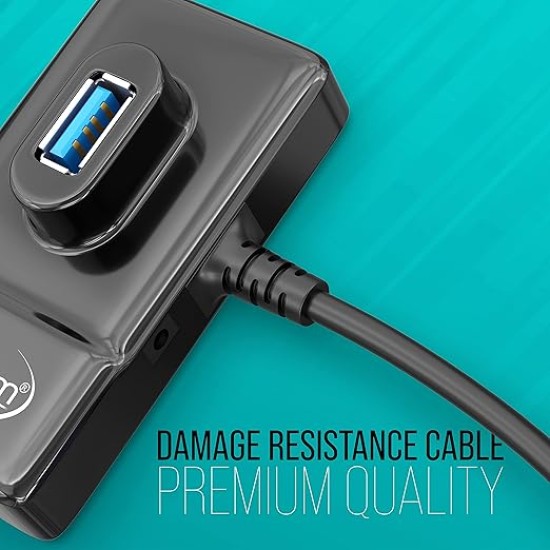 Quantum 4 Port USB Hub (1 Port 3.0 & 3 Port 2.0) with High Speed Data Transfer, Plug Play Usage, Compatible with Laptop, PC and Other USB-A Devices, QHM7532 (Black)