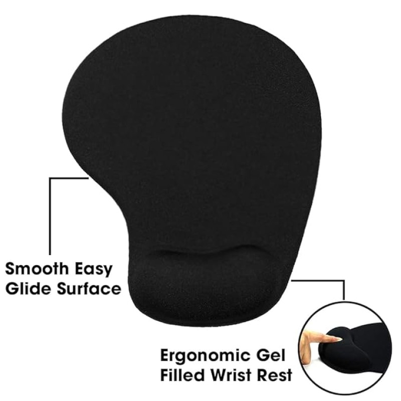 Sounce Mouse Pad, Ergonomic Mouse Pad with Comfortable Gel Wrist Rest Support and Lycra Cloth, Non-Slip PU Base for Easy Typing Pain Relief, Durable and Washable, Classic (Black) Sounce Mouse Pad, Ergonomic Mouse Pad with Comfortable Gel Wrist Rest Support and Lycra Cloth, Non-Slip PU Base for Easy Typing Pain Relief, Durable and Washable, Classic (Black)