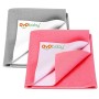 OYO BABY Extra Absorbent Waterproof Baby Dry Sheet Small Size (70x50cm) � Pack of 2 � Quick Dry Sheet for Bed Protector, Soft & Breathable Grey + Salmon Rose