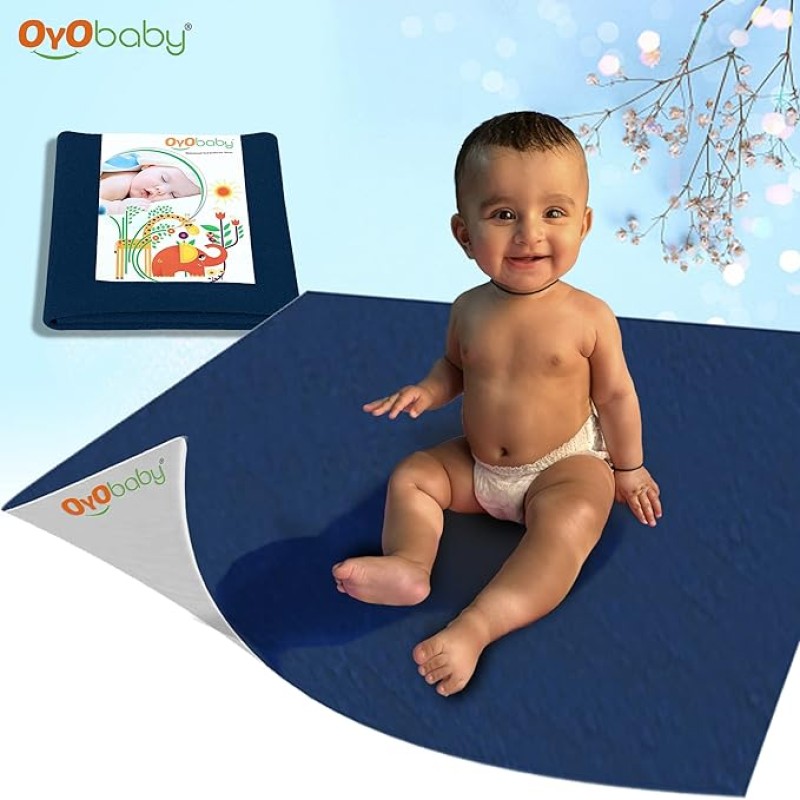 OYO BABY Extra Absorbent Waterproof Baby Dry Sheet Small Size (70x50cm) � Pack of 2 � Quick Dry Sheet for Bed Protector, Soft & Breathable Grey + Salmon Rose