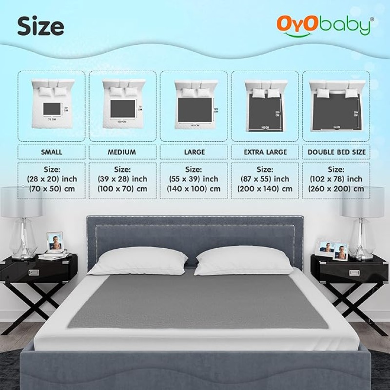 OYO BABY Extra Absorbent Waterproof Baby Dry Sheet Small Size (70x50cm) � Pack of 2 � Quick Dry Sheet for Bed Protector, Soft & Breathable Grey + Salmon Rose