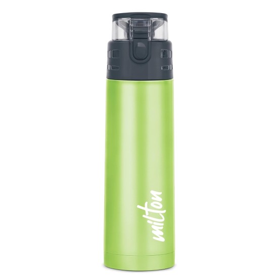 MILTON Atlantis 600 Thermosteel Insulated Bottle, 500 ml Water Bottles, 24 Hours Hot and Cold, Easy to Carry, Easy Grip, Rust Proof, Tea, Coffee, Office, Travel Bottle, Green