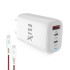 FLiX (Beetel) Storm 65W PD & QC GaN Tech Fast Charging Wall Charger for Mobile(Android/iOS), Laptop & MacBook, Triple Output (1Type A+2Type C),Wide Compatibility, with 65W Type C Cable(White - ST165)