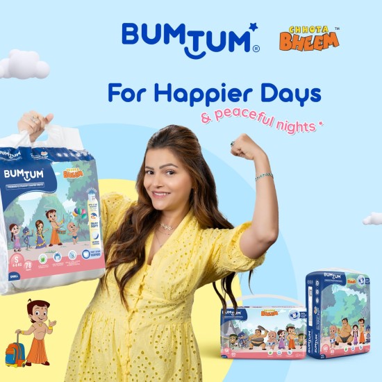 Bumtum Chota Bheem Medium Baby Diaper Pants, Leakage Protection Infused With Aloe Vera, Cottony Soft High Absorb Technology (Pack of 1, 66 Pcs. per pack)