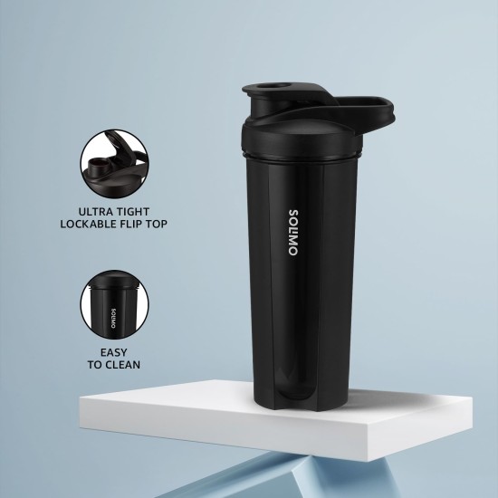 Amazon Brand - Solimo Sipper Bottle | Leak Proof | Ergonomic Design for Handling | Black | 750 ml, Polypropylene, Pack of 1