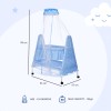 Supples Baby Cradle with Swing and Mosquito Net | Blue | for Babies up to 10 Months | Sturdy and Safe Design | 4 Wheels with Brakes | with Swing Lock and Storage