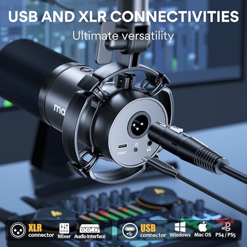 MAONO PD200X USB/XLR Dynamic Mic for Singing, PC, YouTube Recording. Professional Microphone with Programmable Software and 0-Latency MAONO PD200X USB/XLR Dynamic Mic for Singing, PC, YouTube Recording. Professional Microphone with Programmable Software and 0-Latency