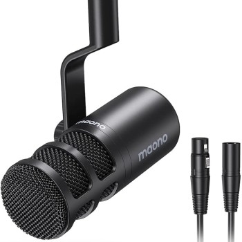 Maono PD100 Professional XLR Dynamic Microphone for Singing, YouTube Recording, Podcast, with Voice Isolation Technology, Metal Mic, Work for Audio Interface, Mixer