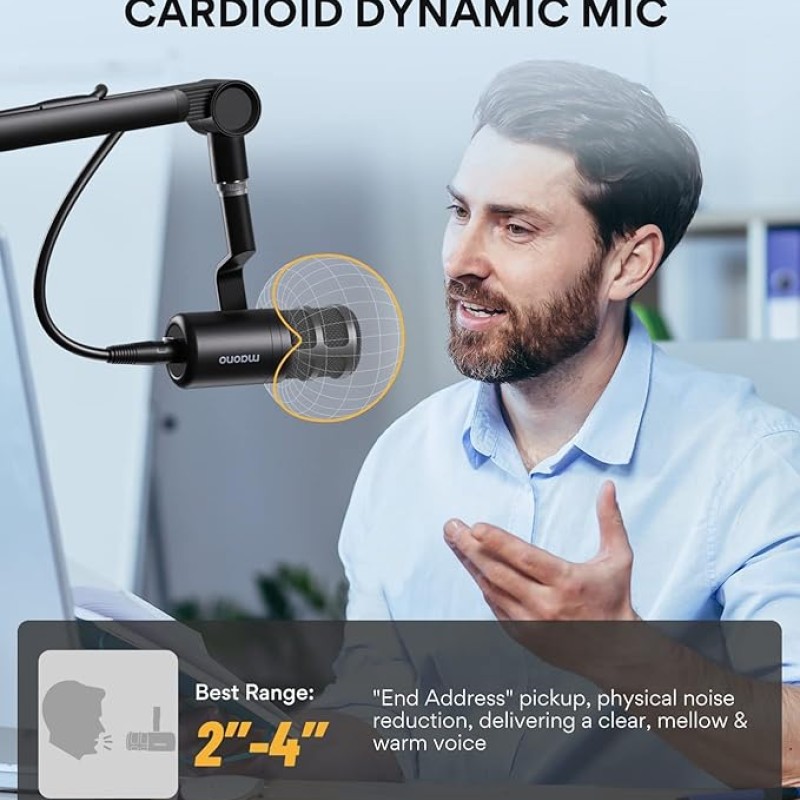 Maono PD100 Professional XLR Dynamic Microphone for Singing, YouTube Recording, Podcast, with Voice Isolation Technology, Metal Mic, Work for Audio Interface, Mixer Maono PD100 Professional XLR Dynamic Microphone for Singing, YouTube Recording, Podcast, with Voice Isolation Technology, Metal Mic, Work for Audio Interface, Mixer