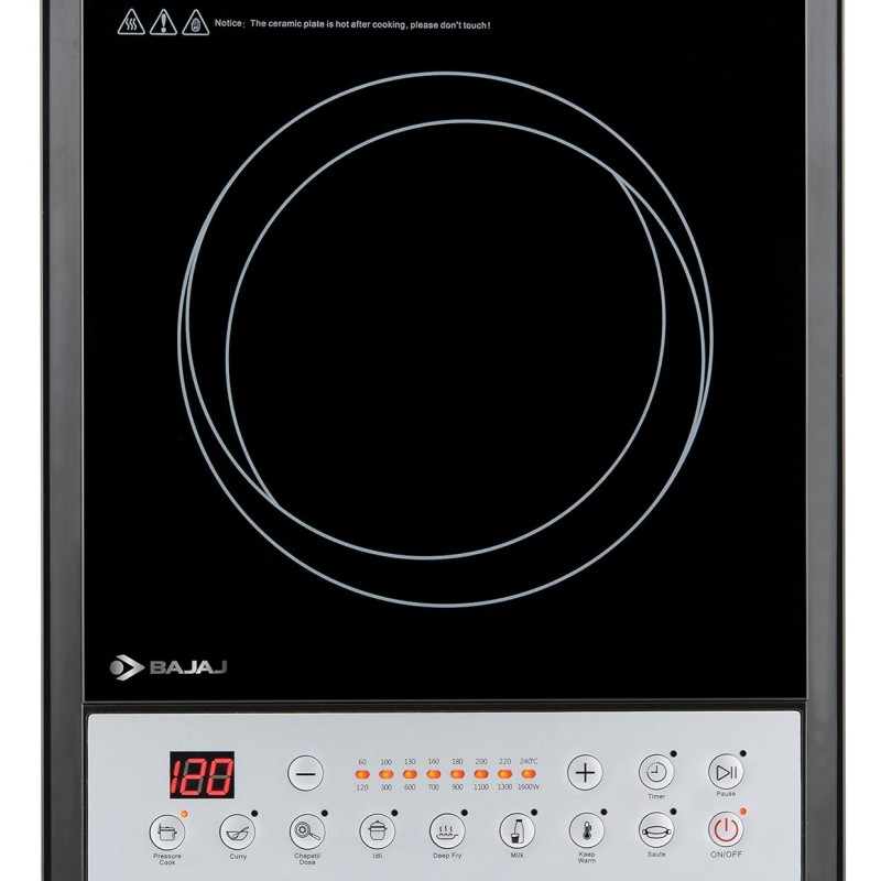 Bajaj ICX 160TS 1600W Induction Cooktop, Black Bajaj ICX 160TS 1600W Induction Cooktop, Black