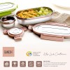 Ganesh Oval Lunch Box Steel with 4 Side Lock Lid, 650 ml and Inner Stainless Steel Container, 100 ml Easy to Carry (Mulitcolor) Ganesh Oval Lunch Box Steel with 4 Side Lock Lid, 650 ml and Inner Stainless Steel Container, 100 ml Easy to Carry (Mulitcolor)