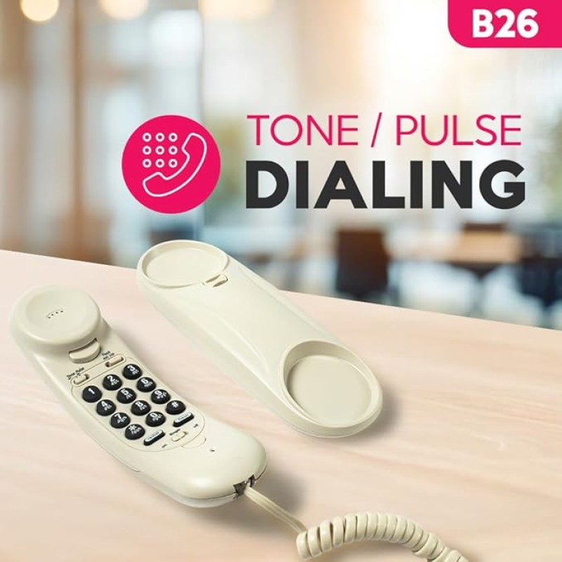 Beetel B26 Slim Cordless Landline Phone,Ringer Volume Control,LED Ring Indication,Wall/Desk Mountable,Classic Design,Clear Call Quality,Mute/Pause/Flash/Redial Function (Made in India)(Warm Grey)(B26)