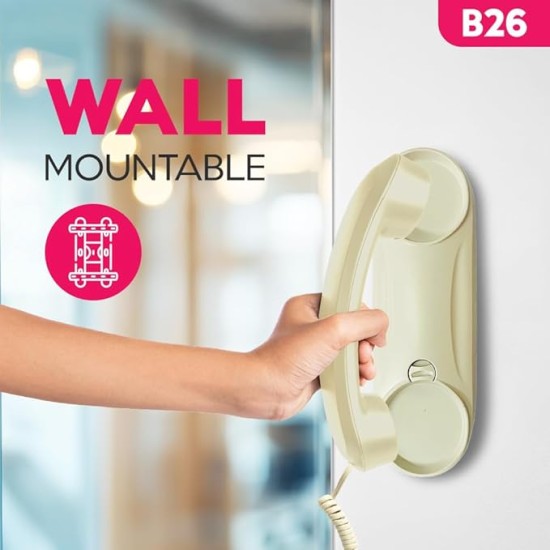 Beetel B26 Slim Cordless Landline Phone,Ringer Volume Control,LED Ring Indication,Wall/Desk Mountable,Classic Design,Clear Call Quality,Mute/Pause/Flash/Redial Function (Made in India)(Warm Grey)(B26)