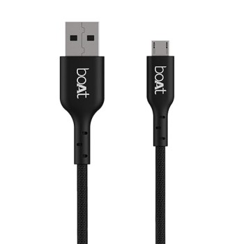 boAt Micro USB 150 Tangle-free, Sturdy Micro USB Cable with 3A Fast Charging & 480mbps Data Transmission, 10000+ Bends Lifespan & Extended 1.5m Length Black)