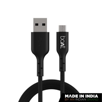 (Refurbished) boAt Micro USB 150 Tangle-free, Sturdy Micro USB Cable with 3A Fast Charging and 480mbps Data Transmission, 10000+ Bends Lifespan and Extended 1.5m Length Black) (Refurbished) boAt Micro USB 150 Tangle-free, Sturdy Micro USB Cable with 3A Fast Charging and 480mbps Data Transmission, 10000+ Bends Lifespan and Extended 1.5m Length Black)