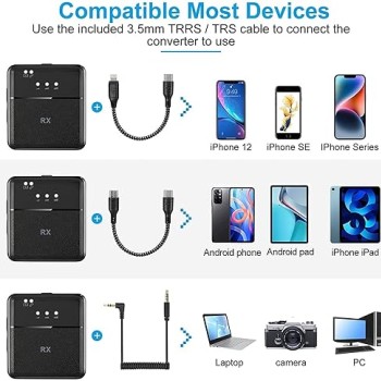 Wireless Go III Microphone System for Type C Android Mobiles, iPhone iOS, DSLR,Camcorder,Tablet - Universal Lavalier Noise Reduction, Shoots,YouTube, Vlog, Live (Single Channel)