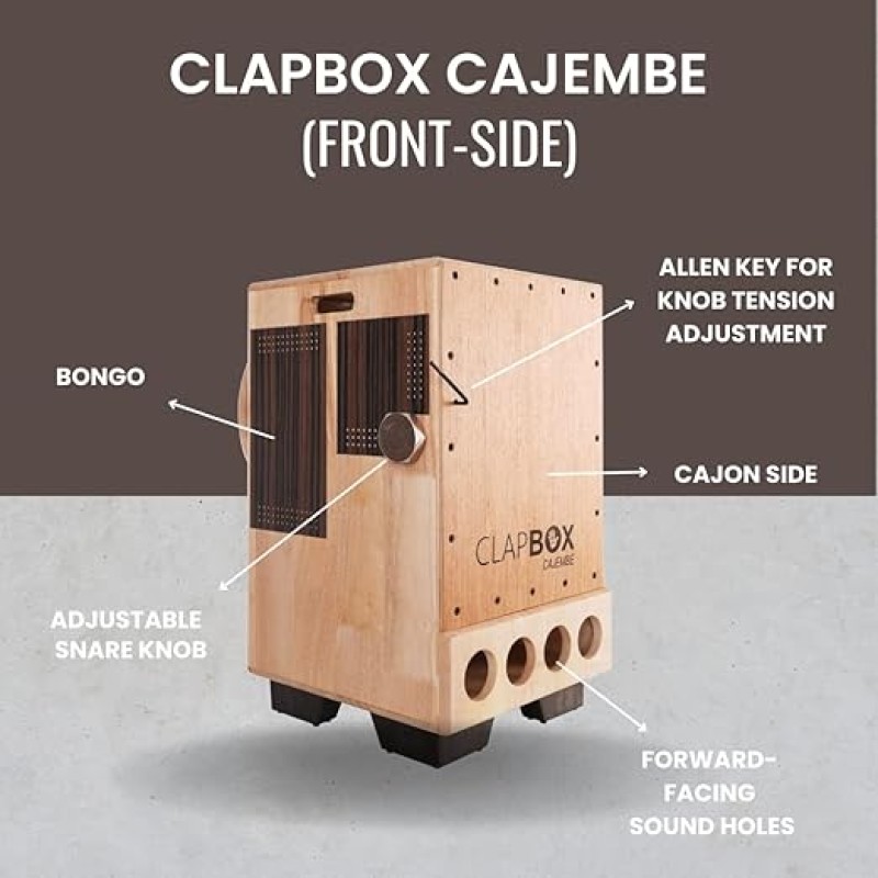 Clapbox Cajembe Cajon (3 instruments in 1) - Rubber wood (H:50 W:30 L:30) 3 Internal Snares, Natural Clapbox Cajembe Cajon (3 instruments in 1) - Rubber wood (H:50 W:30 L:30) 3 Internal Snares, Natural